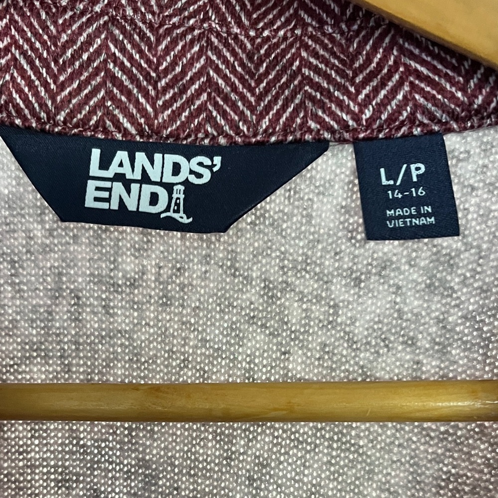 Lands' End Maroon Herringbone Jacket - Picture 2 of 6